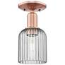 Bridal Veil 5"W Antique Copper Semi-Flush Mount With Light Smoke Shade
