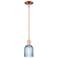 Bridal Veil 5"W Antique Copper Stem Hung Mini Pendant With Blue Shade