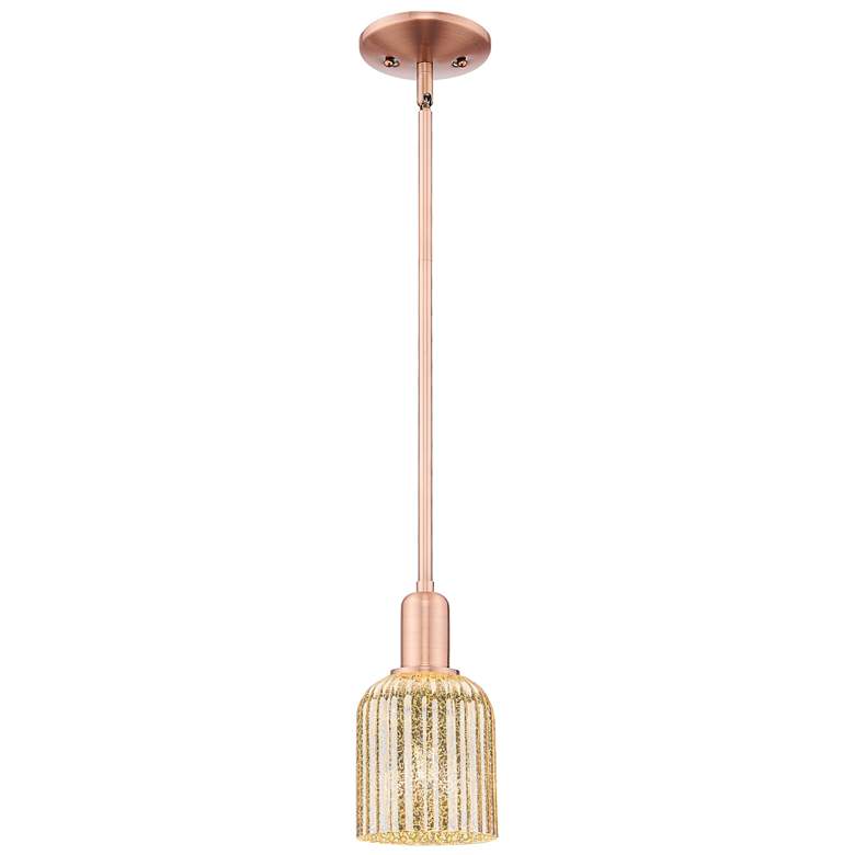 Image 1 Bridal Veil 5"W Antique Copper Stem Mini Pendant With Mercury Shade