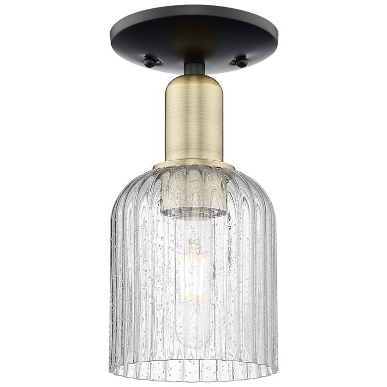 Image 1 Bridal Veil 5"W Black Antique Brass Semi-Flush Mount With Seedy Shade