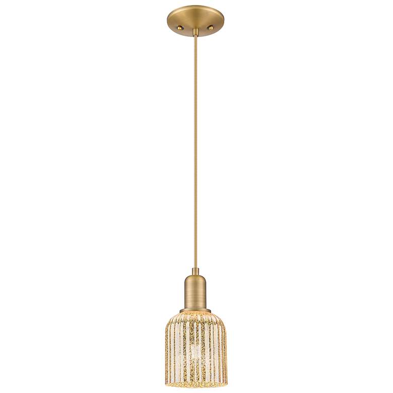Image 2 Bridal Veil 5"W Brushed Brass Cord Hung Mini Pendant With Mercury Shade more views