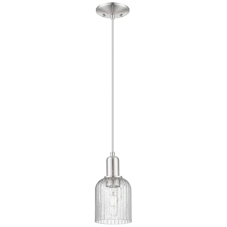 Image 1 Bridal Veil 5"W Brushed Satin Nickel Cord Mini Pendant With Seedy Shade