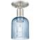 Bridal Veil 5"W Brushed Satin Nickel Semi-Flush Mount With Blue Shade