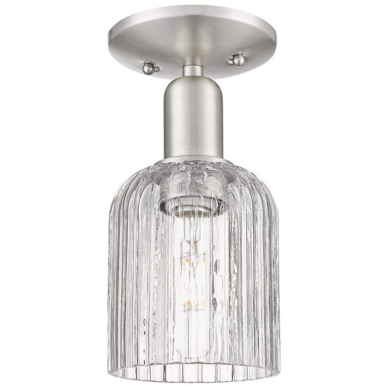Image 1 Bridal Veil 5"W Brushed Satin Nickel Semi-Flush Mount With Clear Shade