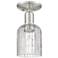 Bridal Veil 5"W Brushed Satin Nickel Semi-Flush Mount With Clear Shade
