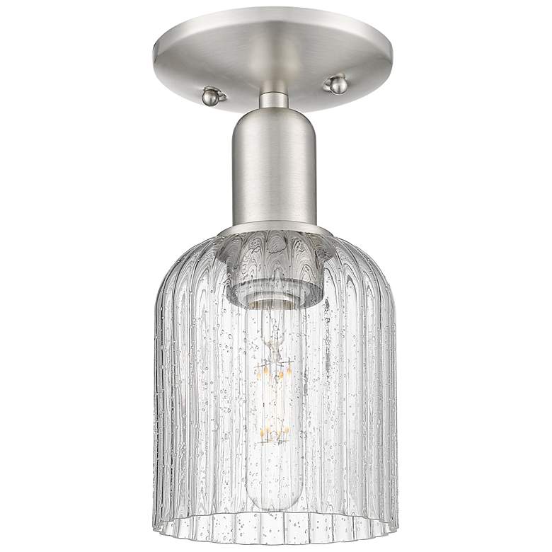Image 1 Bridal Veil 5"W Brushed Satin Nickel Semi-Flush Mount With Seedy Shade