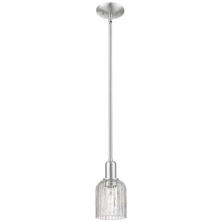 Image 1 Bridal Veil 5"W Brushed Satin Nickel Stem Mini Pendant With Clear Shade