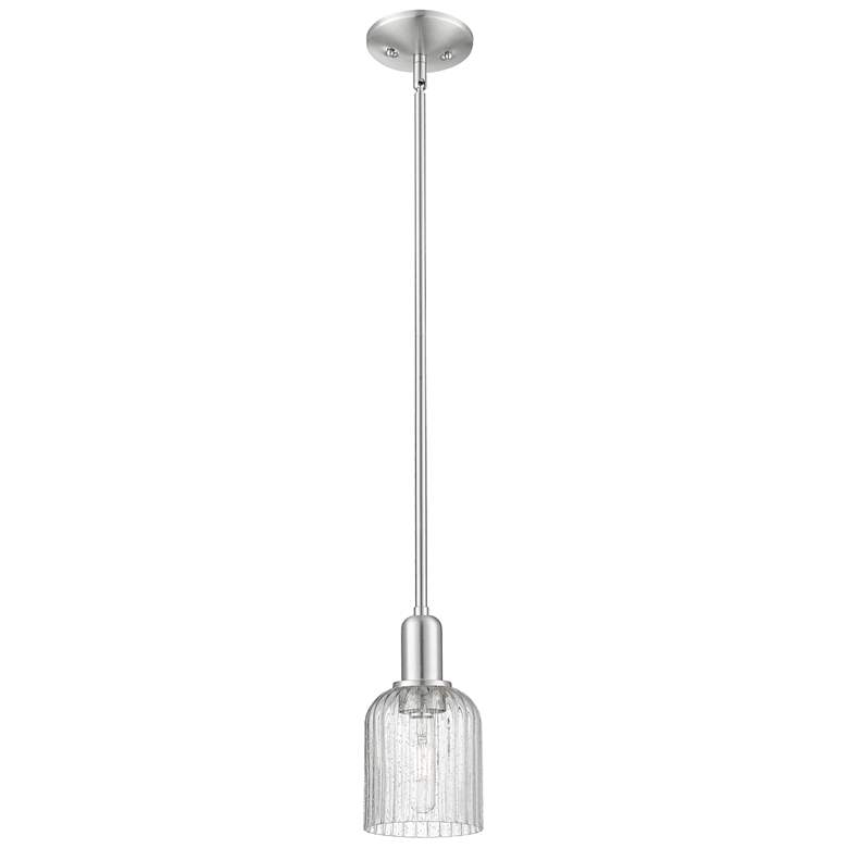 Image 1 Bridal Veil 5"W Brushed Satin Nickel Stem Mini Pendant With Seedy Shade