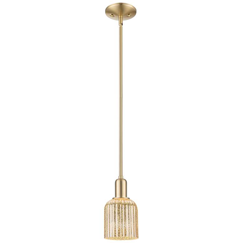 Image 1 Bridal Veil 5"W Champagne Bronze Stem Mini Pendant With Mercury Shade