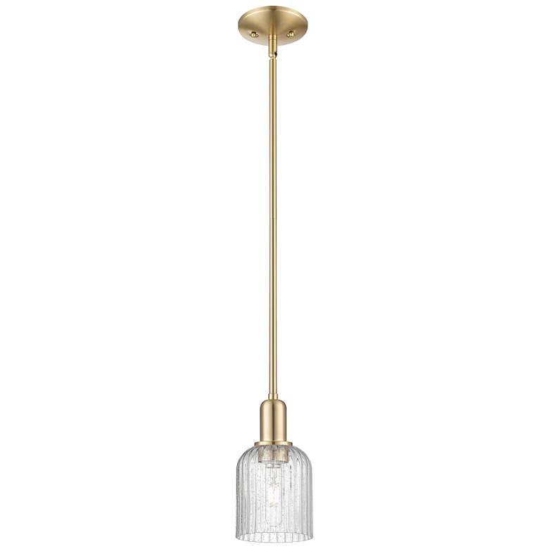 Image 1 Bridal Veil 5"W Champagne Bronze Stem Mini Pendant With Seedy Shade