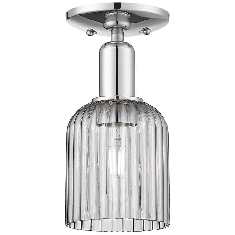 Image 1 Bridal Veil 5"W Chrome Cord Mini Pendant With Light Smoke Shade