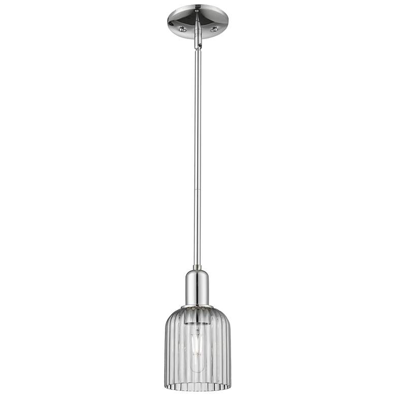 Image 1 Bridal Veil 5"W Chrome Stem Mini Pendant With Light Smoke Shade