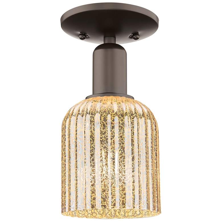 Image 1 Bridal Veil 5"W Oil Rubbed Bronze Semi-Flush Mount With Mercury Shade