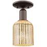 Bridal Veil 5"W Oil Rubbed Bronze Semi-Flush Mount With Mercury Shade