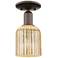 Bridal Veil 5"W Oil Rubbed Bronze Semi-Flush Mount With Mercury Shade