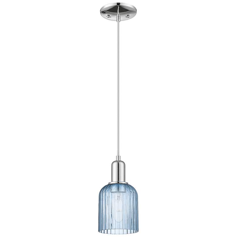 Image 1 Bridal Veil 5"W Polished Chrome Cord Hung Mini Pendant With Blue Shade