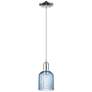 Bridal Veil 5"W Polished Chrome Cord Hung Mini Pendant With Blue Shade
