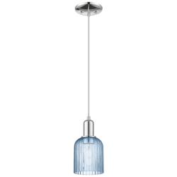 Bridal Veil 5"W Polished Chrome Cord Hung Mini Pendant With Blue Shade