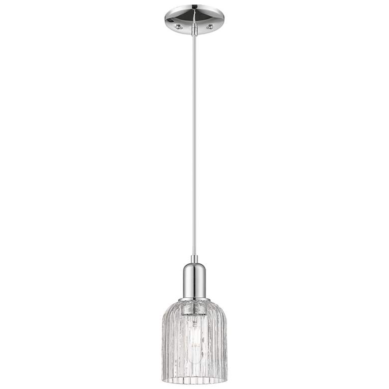 Image 1 Bridal Veil 5"W Polished Chrome Cord Hung Mini Pendant With Clear Shade