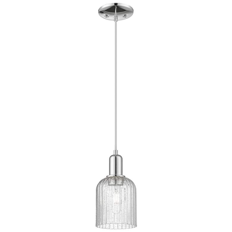 Image 1 Bridal Veil 5"W Polished Chrome Cord Hung Mini Pendant With Seedy Shade