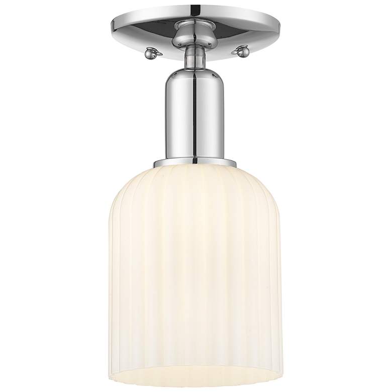 Image 1 Bridal Veil 5"W Polished Chrome Semi-Flush Mount With Gloss White Shade
