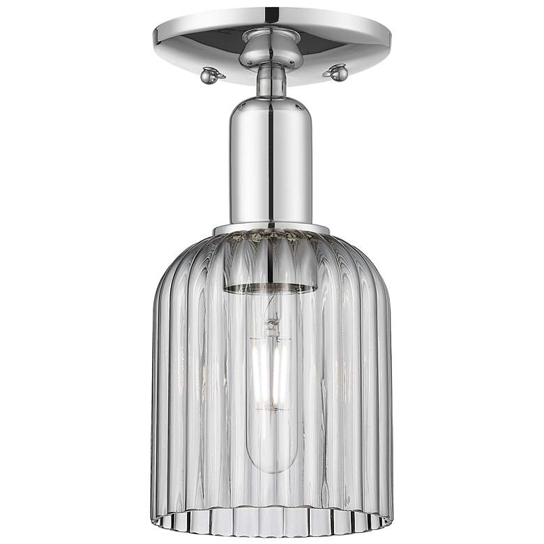 Image 1 Bridal Veil 5"W Polished Chrome Semi-Flush Mount With Light Smoke Shade