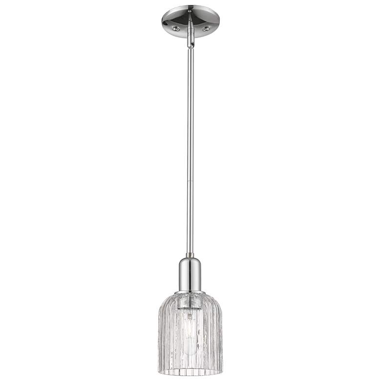 Image 1 Bridal Veil 5"W Polished Chrome Stem Hung Mini Pendant With Clear Shade