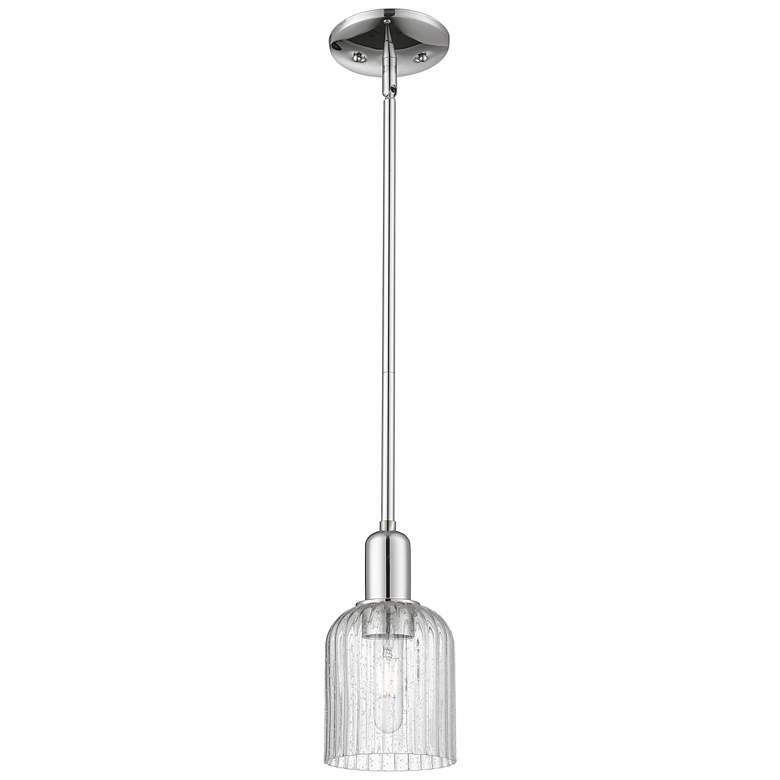 Image 1 Bridal Veil 5"W Polished Chrome Stem Hung Mini Pendant With Seedy Shade