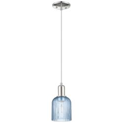 Bridal Veil 5"W Polished Nickel Cord Hung Mini Pendant With Blue Shade