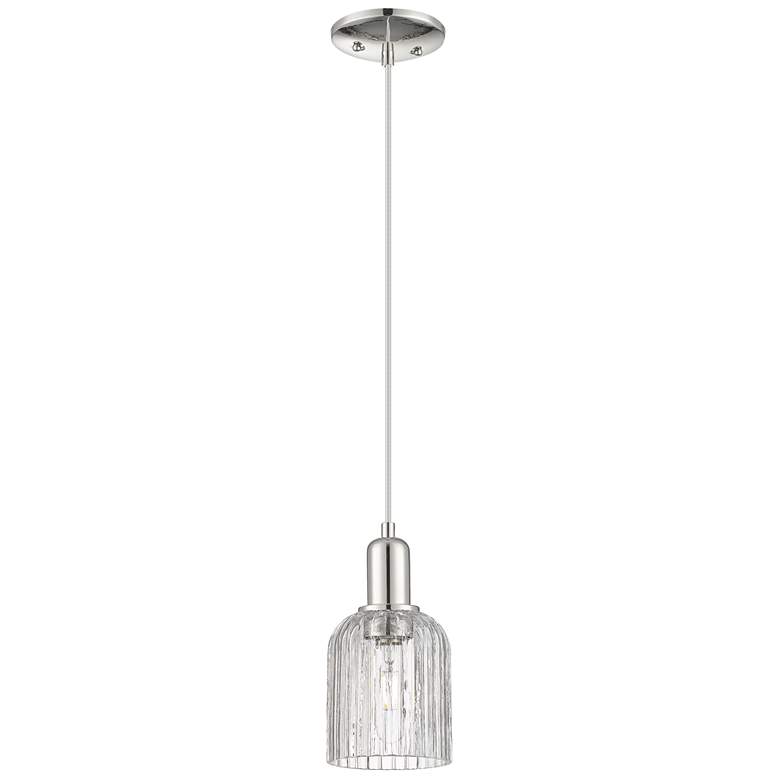 Image 1 Bridal Veil 5"W Polished Nickel Cord Hung Mini Pendant With Clear Shade