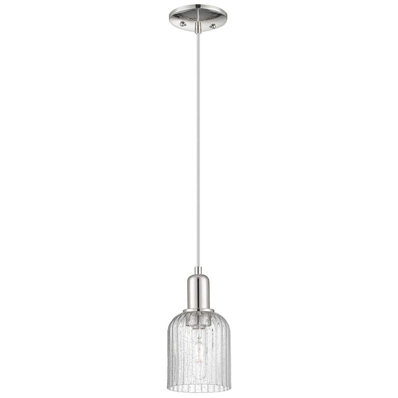 Image 1 Bridal Veil 5"W Polished Nickel Cord Hung Mini Pendant With Seedy Shade