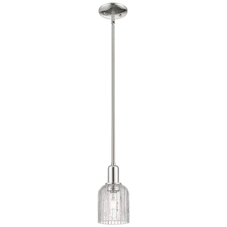Image 1 Bridal Veil 5"W Polished Nickel Stem Hung Mini Pendant With Clear Shade