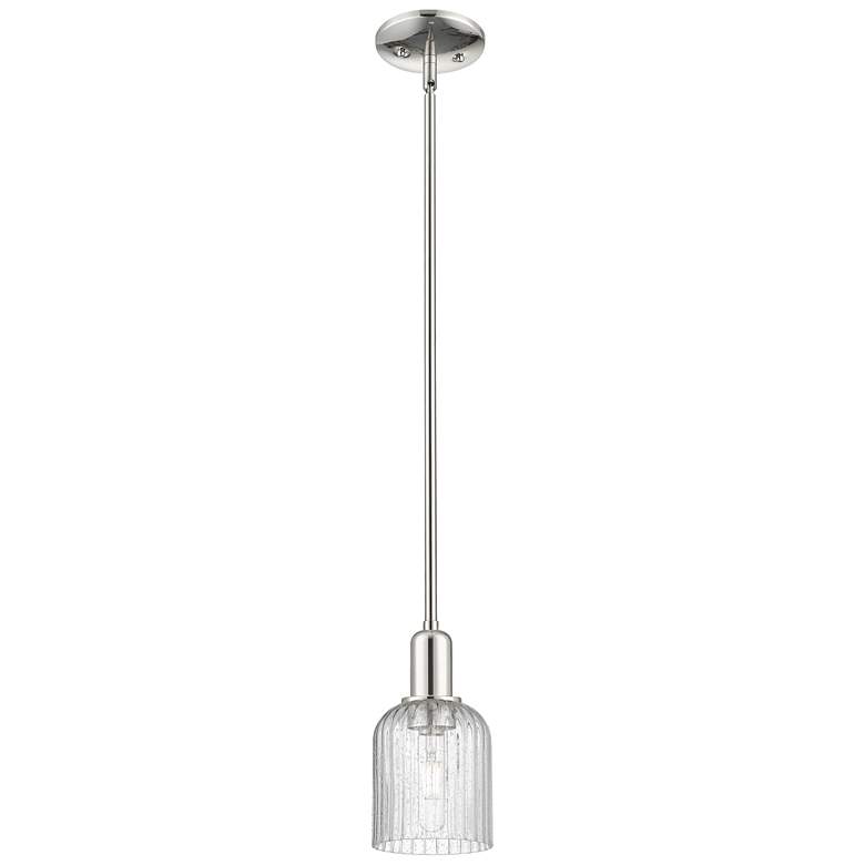 Image 1 Bridal Veil 5"W Polished Nickel Stem Hung Mini Pendant With Seedy Shade