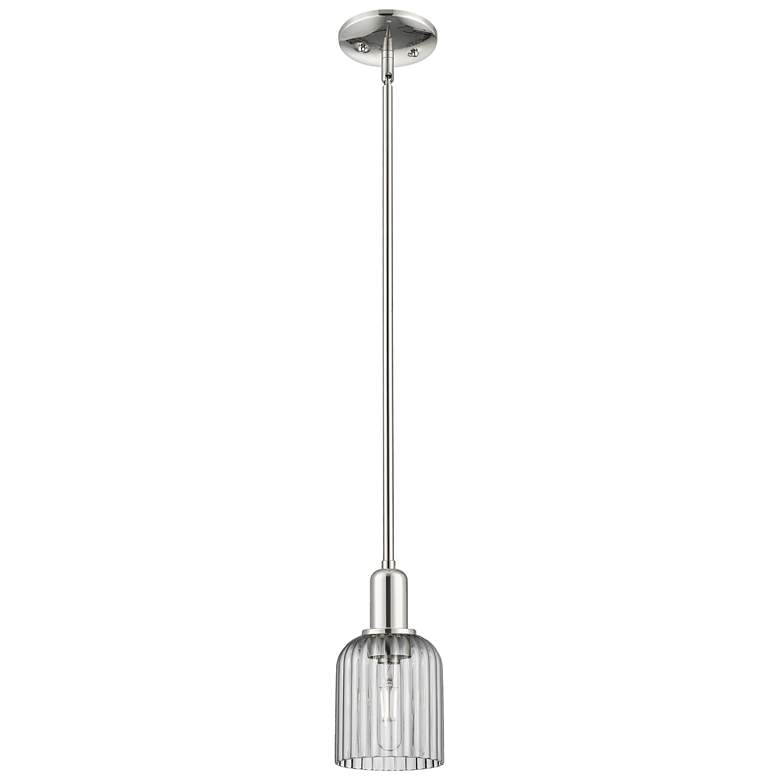 Image 1 Bridal Veil 5"W Polished Nickel Stem Mini Pendant w/ Light Smoke Shade