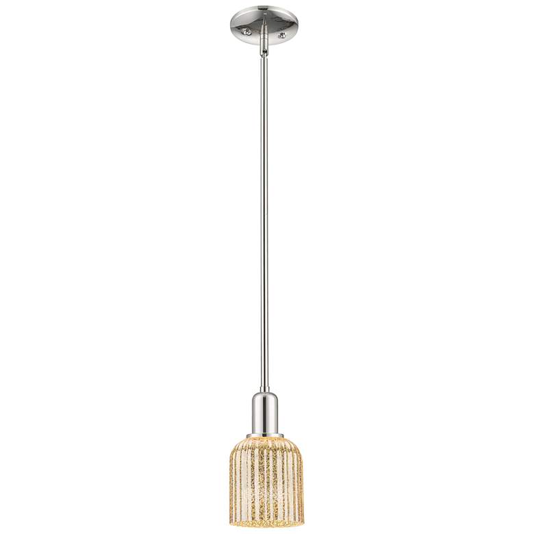 Image 1 Bridal Veil 5"W Polished Nickel Stem Mini Pendant With Mercury Shade