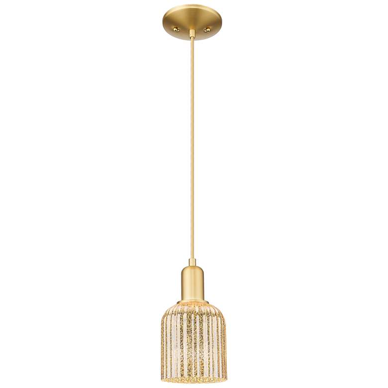 Image 1 Bridal Veil 5"W Satin Gold Cord Hung Mini Pendant With Mercury Shade
