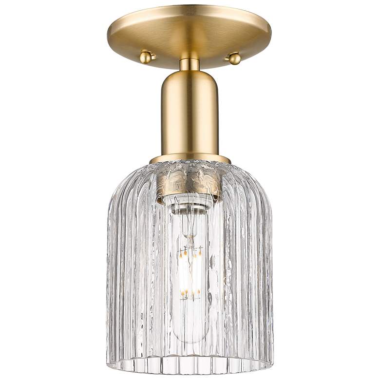 Image 1 Bridal Veil 5" Wide Champagne Bronze Semi-Flush Mount With Clear Shade