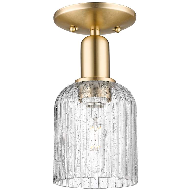 Image 1 Bridal Veil 5" Wide Champagne Bronze Semi-Flush Mount With Seedy Shade