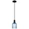 Bridal Veil 5" Wide Matte Black Cord Hung Mini Pendant With Blue Shade