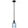 Bridal Veil 5" Wide Matte Black Stem Hung Mini Pendant With Blue Shade
