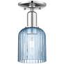 Bridal Veil 5" Wide Polished Chrome Semi-Flush Mount With Blue Shade