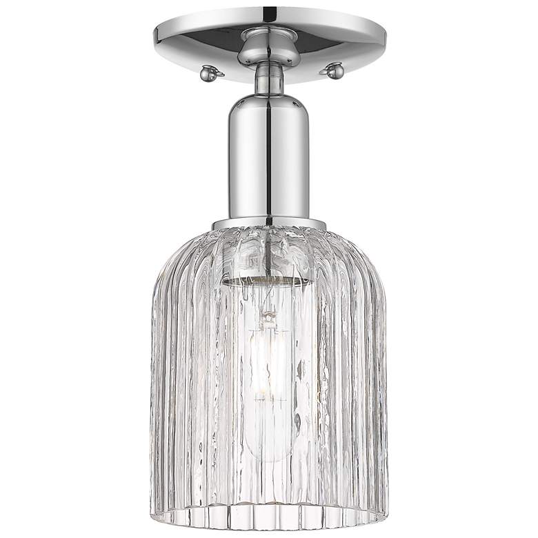 Image 1 Bridal Veil 5" Wide Polished Chrome Semi-Flush Mount With Clear Shade