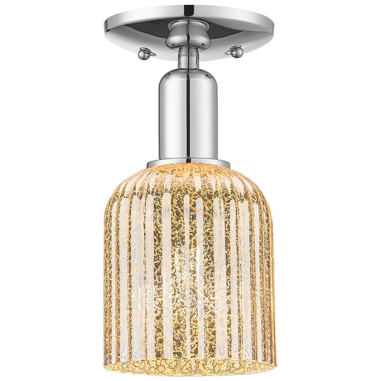 Image 1 Bridal Veil 5" Wide Polished Chrome Semi-Flush Mount With Mercury Shade