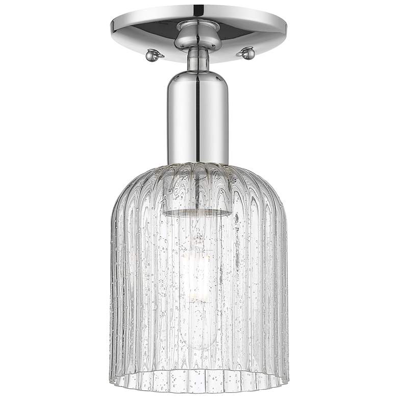 Image 1 Bridal Veil 5" Wide Polished Chrome Semi-Flush Mount With Seedy Shade