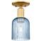 Bridal Veil 5" Wide Satin Gold Semi-Flush Mount With Blue Shade