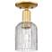 Bridal Veil 5" Wide Satin Gold Semi-Flush Mount With Clear Shade