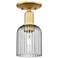 Bridal Veil 5" Wide Satin Gold Semi-Flush Mount With Light Smoke Shade