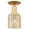 Bridal Veil 5" Wide Satin Gold Semi-Flush Mount With Mercury Shade