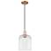 Bridal Veil 8"W Antique Copper Cord Hung Mini Pendant With Clear Shade