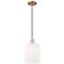 Bridal Veil 8"W Antique Copper Cord Mini Pendant With Gloss White Shade